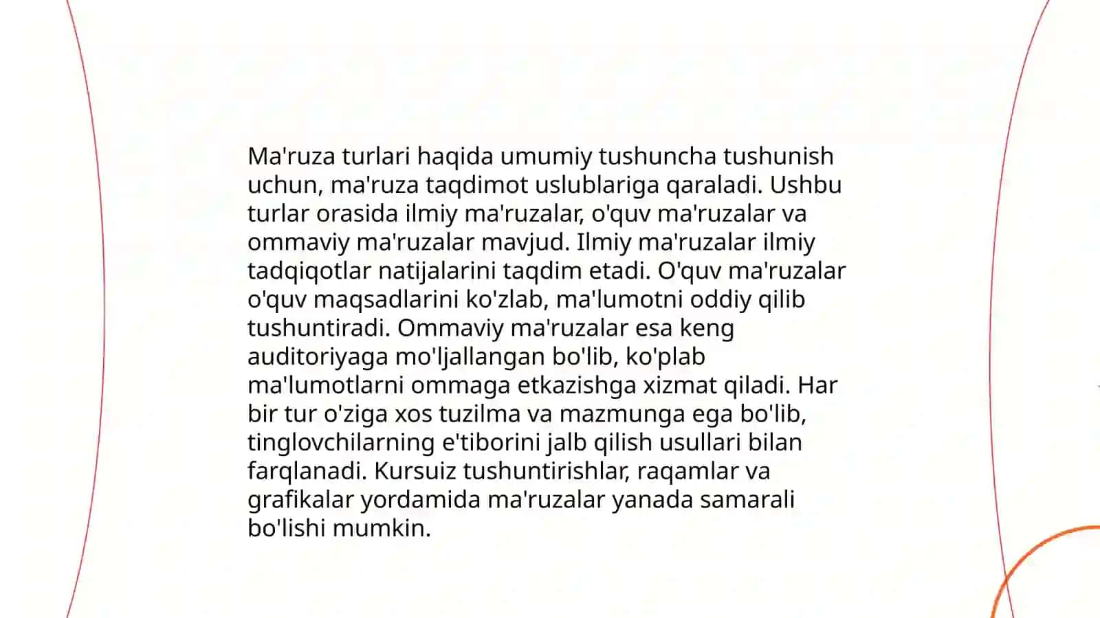 Ma'ruza turlari va uning tasnifi 3