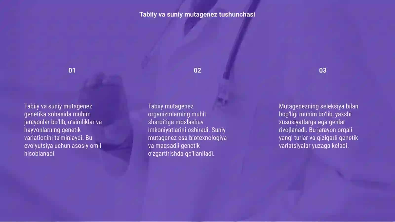 Tabiiy va suniy mutagenez va uning seleksiyadagi ahamiyati 3