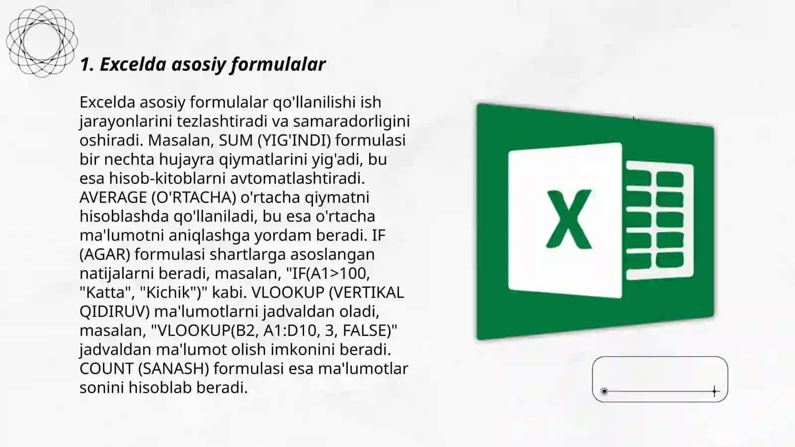 Excelda asosiy formulalar 3