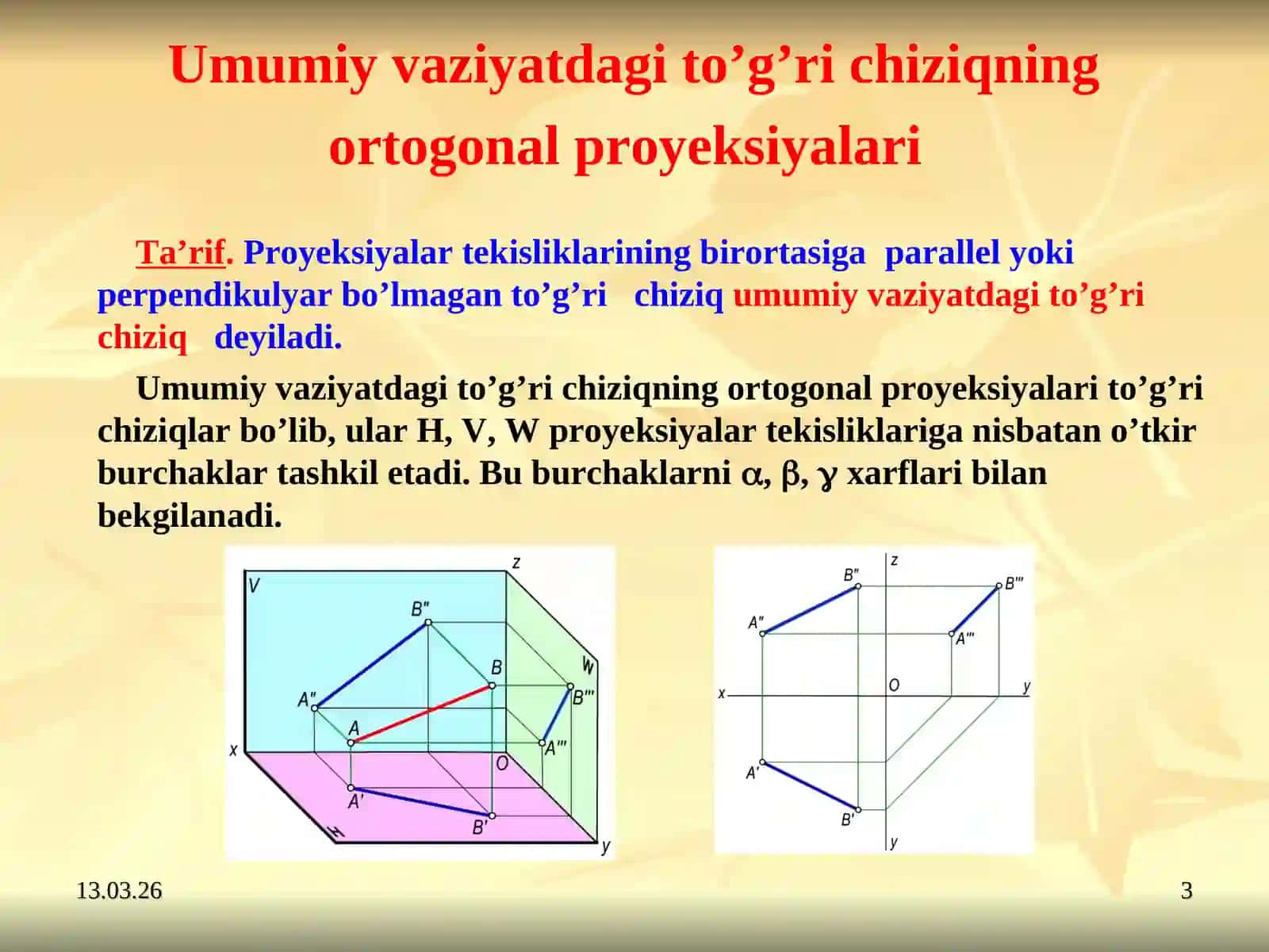 To'g’ri chiziqlar va tekisliklar 3