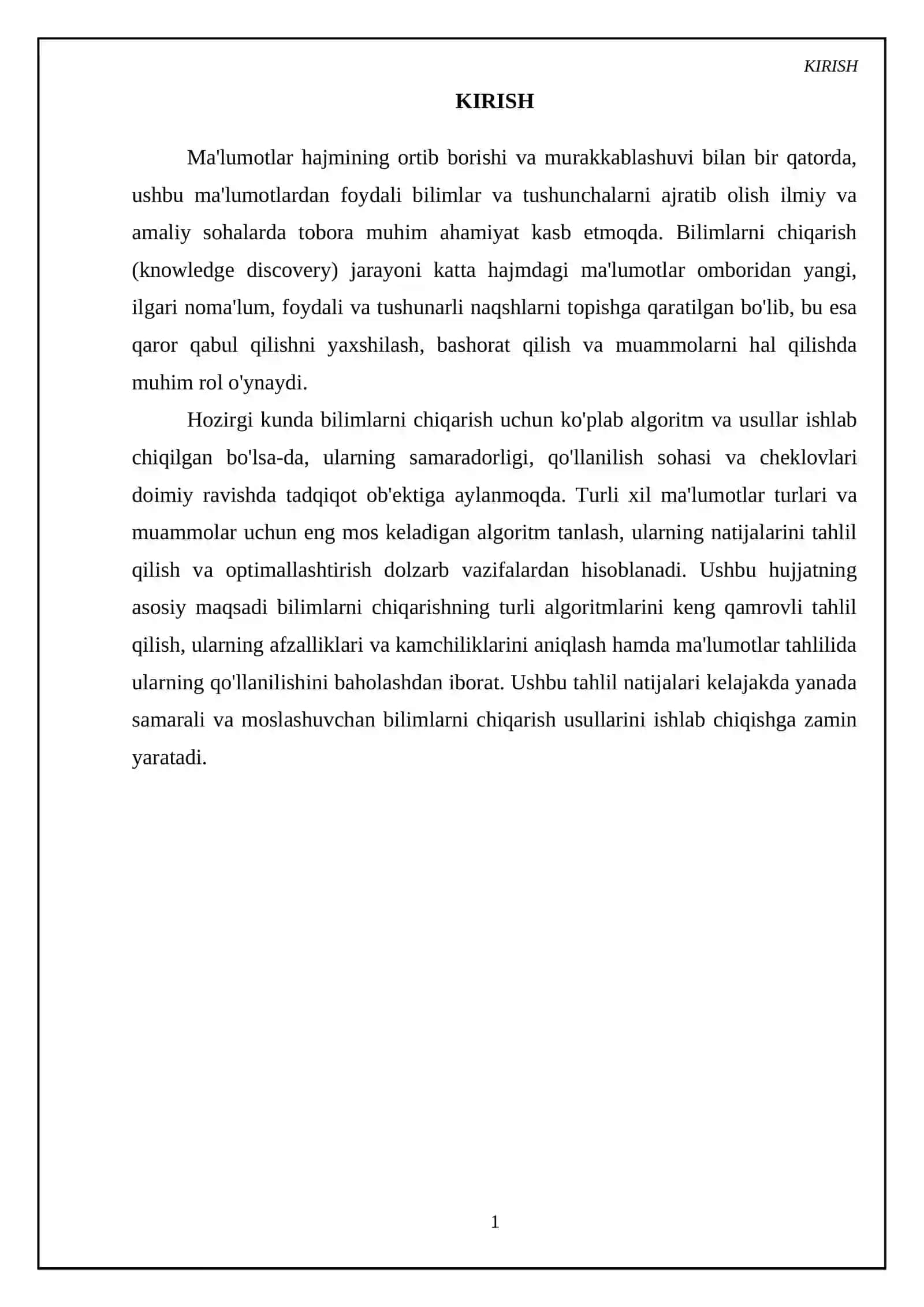 Bilimlarni chiqarish algortimlarini tahlil qilish 3