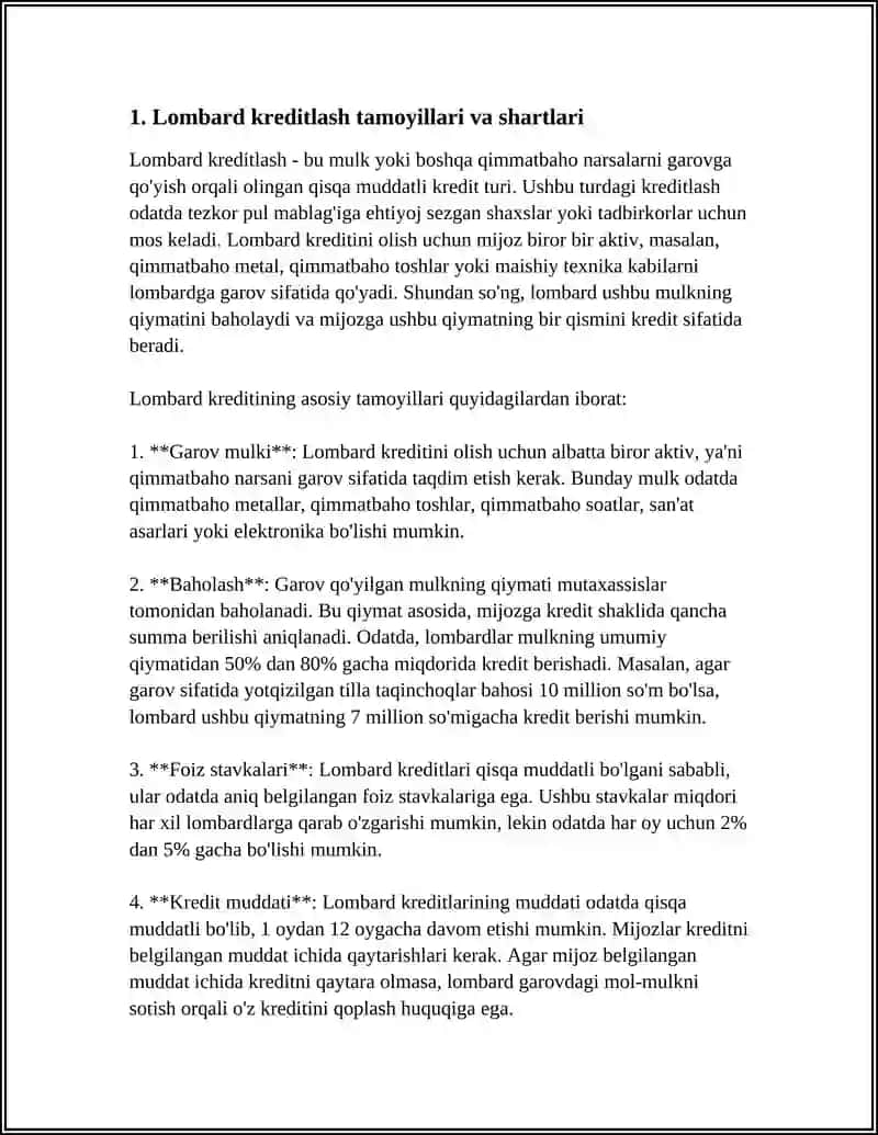 LOMBARD TASHKILOTLARNING ASOSIY FAOLIYATI 3
