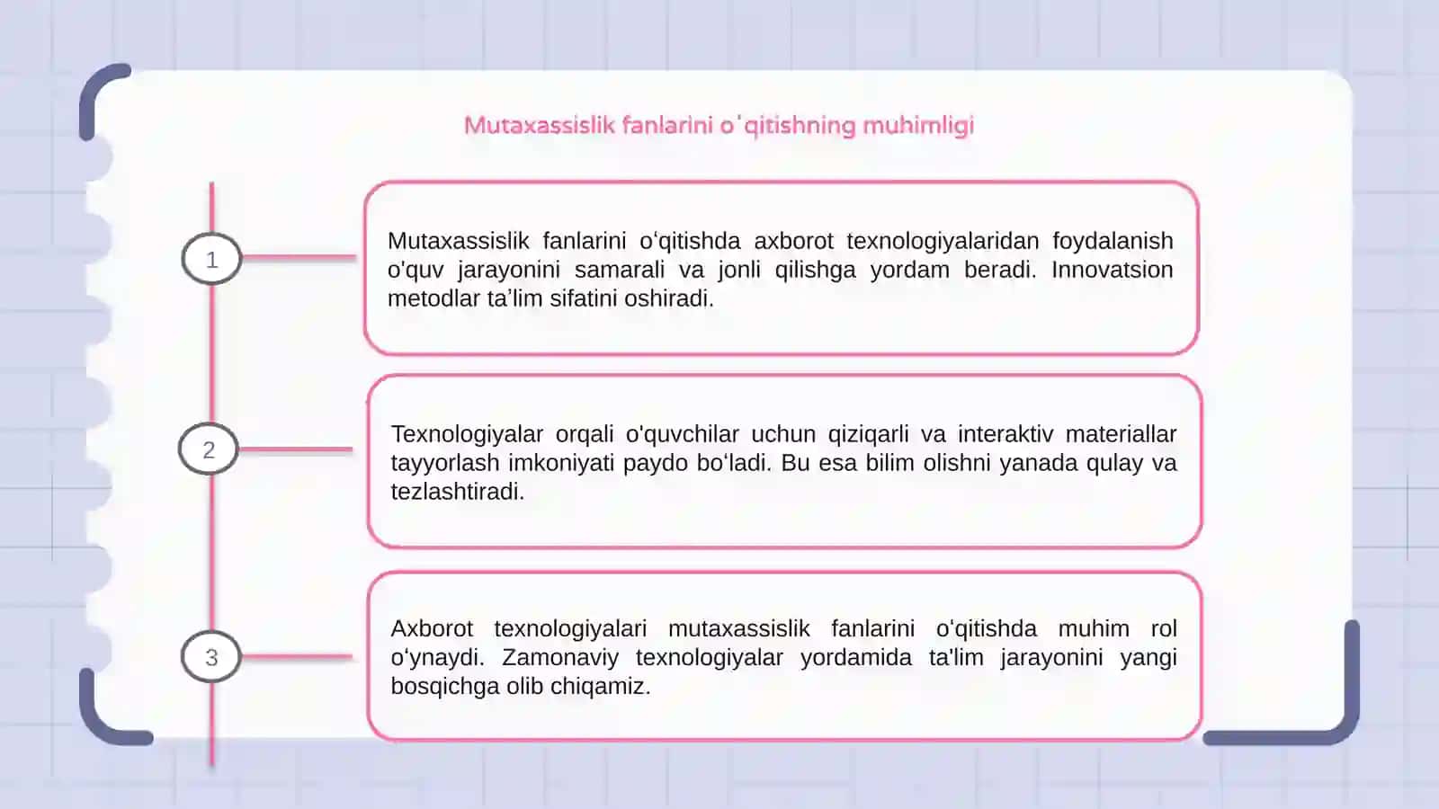 Mutaxassislik fanlarini oʻqitish jarayonida axborot texnologiyalaridan foydalanish 3
