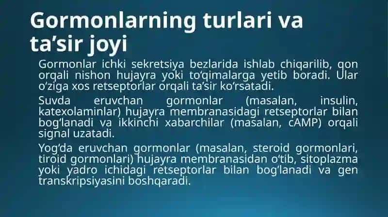 Garmonlarning ta’sir mexanizmi 3