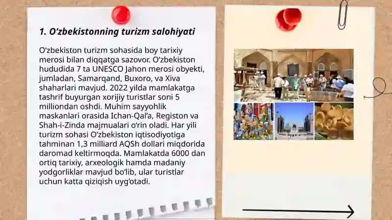 Oʻzbekistonda turizmni rivojlantirish va uning istiqbollari 3