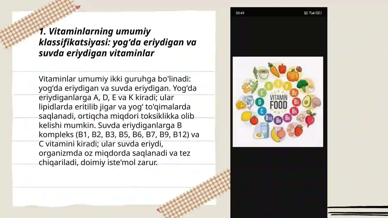 Vitaminlar klassifikatsiyasi va ularning tuzilishi funksiyasi 3
