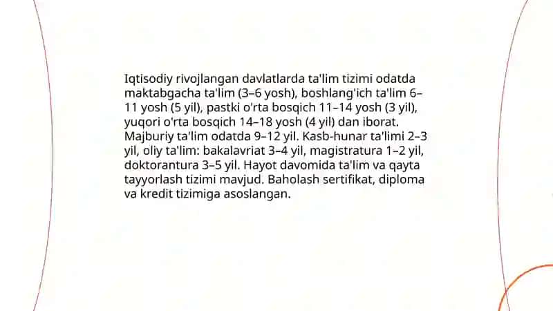 Iqtisodiy rivojlangan xorijiy davlatlarda ta'lim tizimi 3
