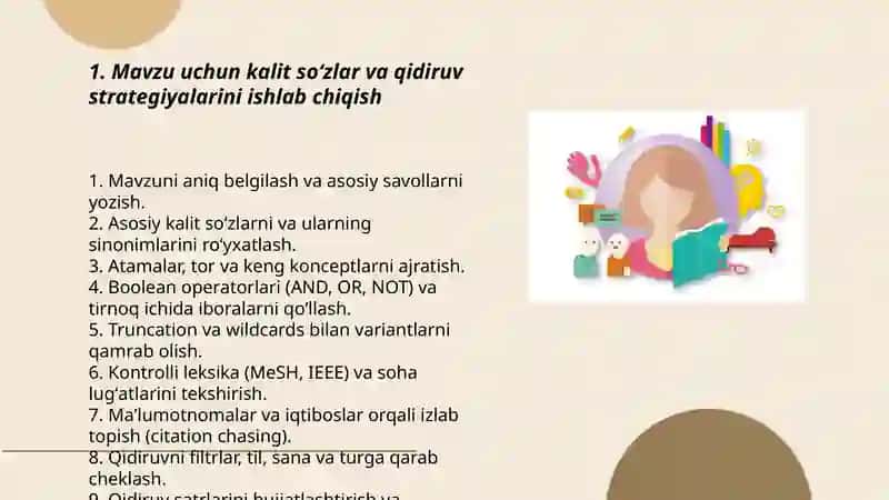 Mavzuga doir adabiyotlarni izlash va ulardan foydalanish 3
