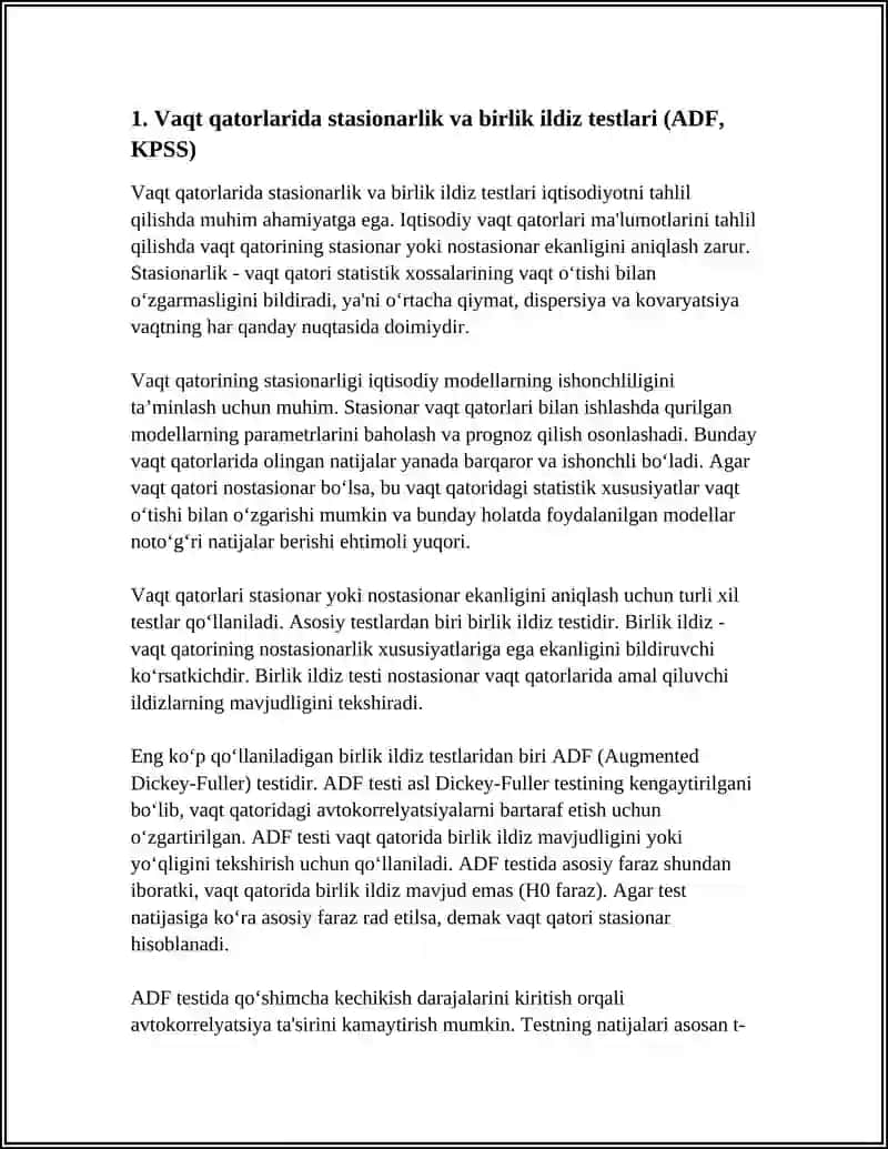 IQTISODIYOTDA VAQT QATORI MA'LUMOTLARINI TAHLIL QILISH 3