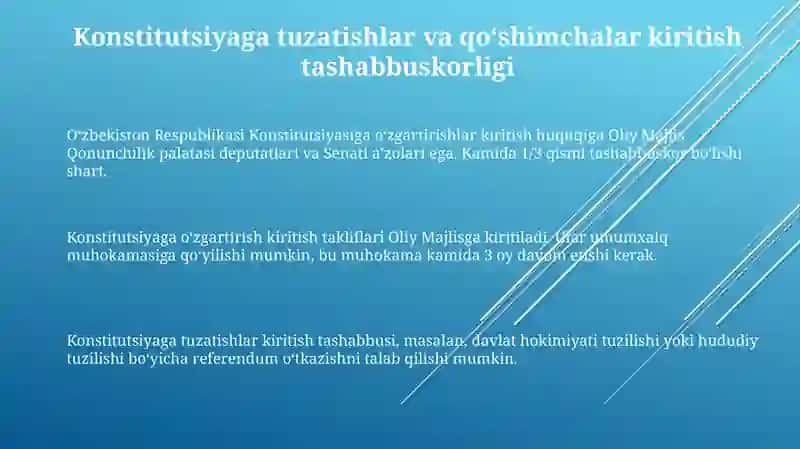 Òzbekiston Respublikasi Konstitutsiyasiga òzgartirish va qòshimchalar kiritish tartibi 3