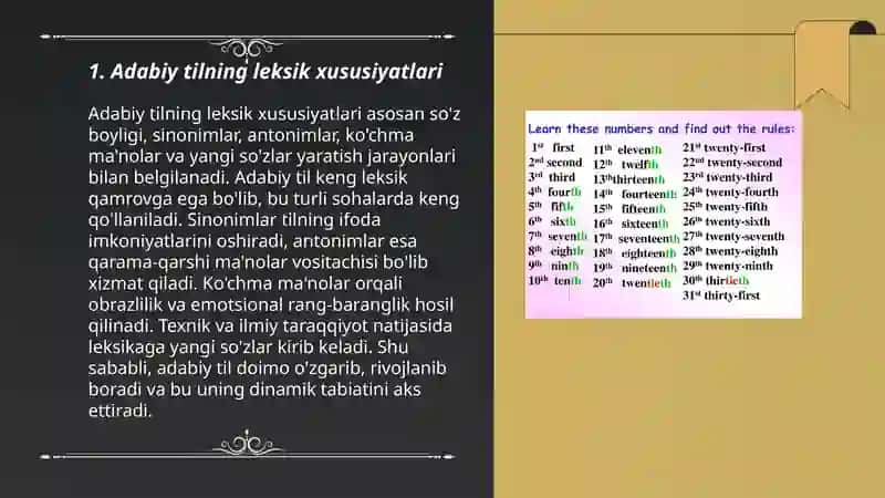 Adabiy tilning uzigahos hususiyatlari 3
