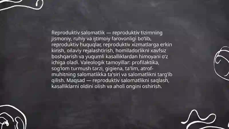Reproduktiv salomatlikning valeologik tamoyillari 3
