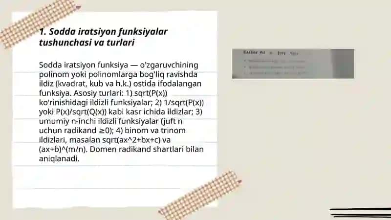Sodda iratsiyon funksiyalarni entigralash 3