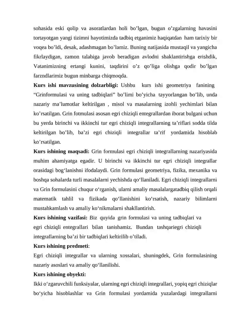 Egri chiziqli integrallar va Grin formulasi 3
