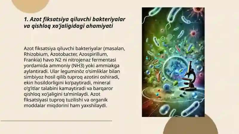 Mikroorganizmlarning qishloq xo‘jaligidagi ahamiyati 3