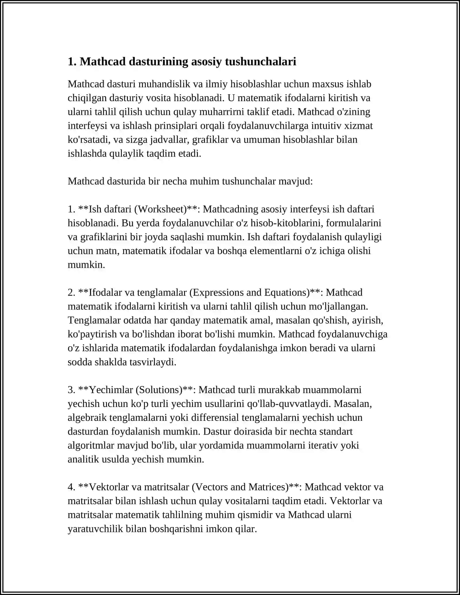MATHCAD DASTURI 3