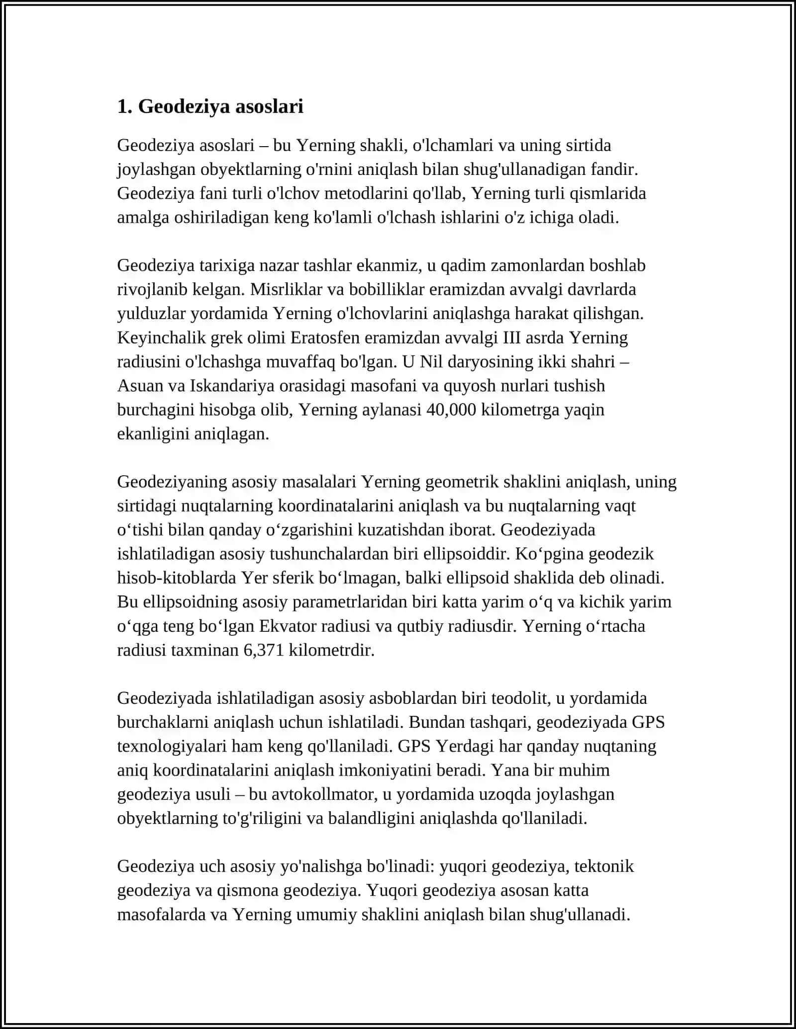 MUSTAQIL ISH Mavzu: DAVLAT GEODEZIK TAYANCH TARMOQLARI 3
