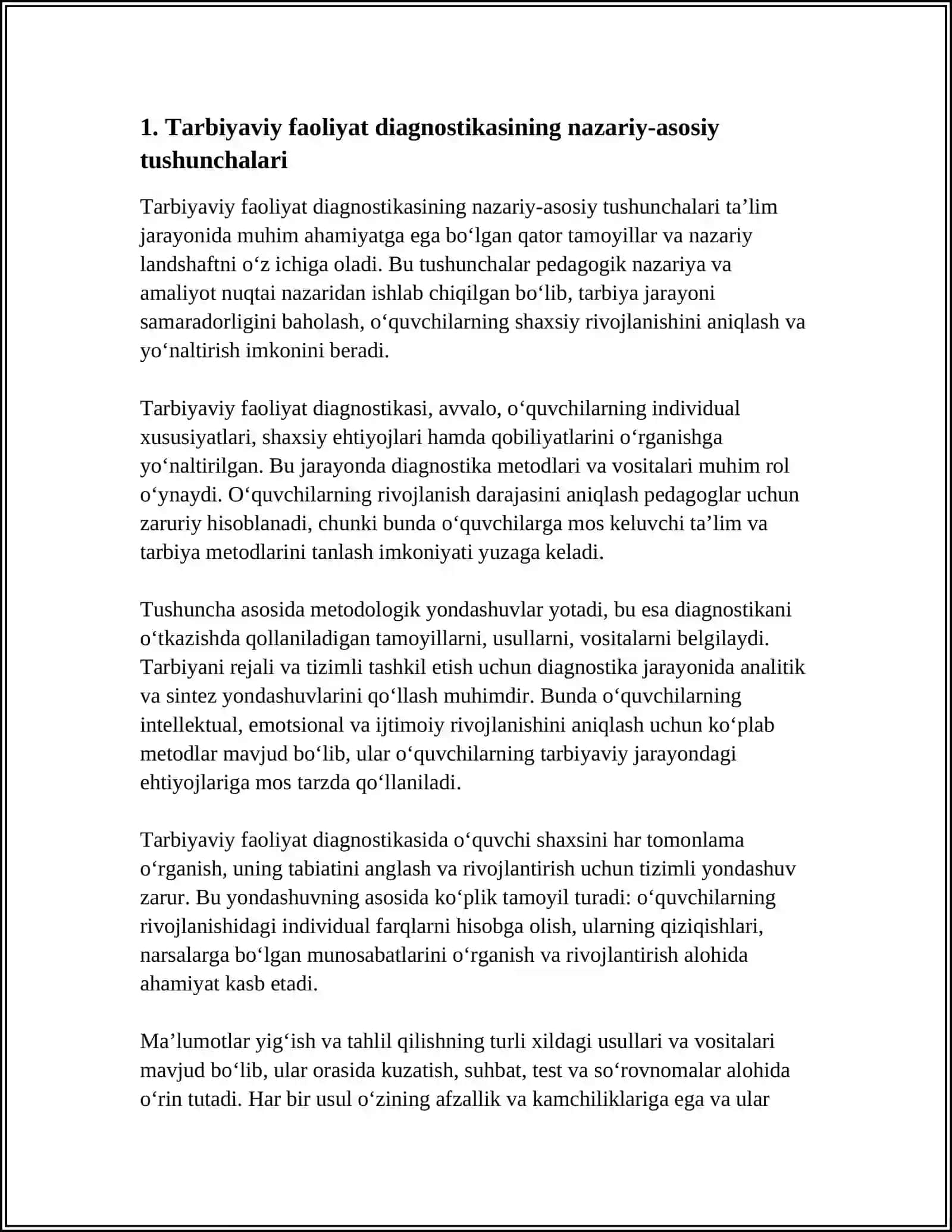 TARBIYAVIY FAOLIYAT DIAGNOSTIKASINING PEDAGOGIK ASOSLARI VA UNING TA'LIM JARAYONIDAGI AHAMIYATI 3