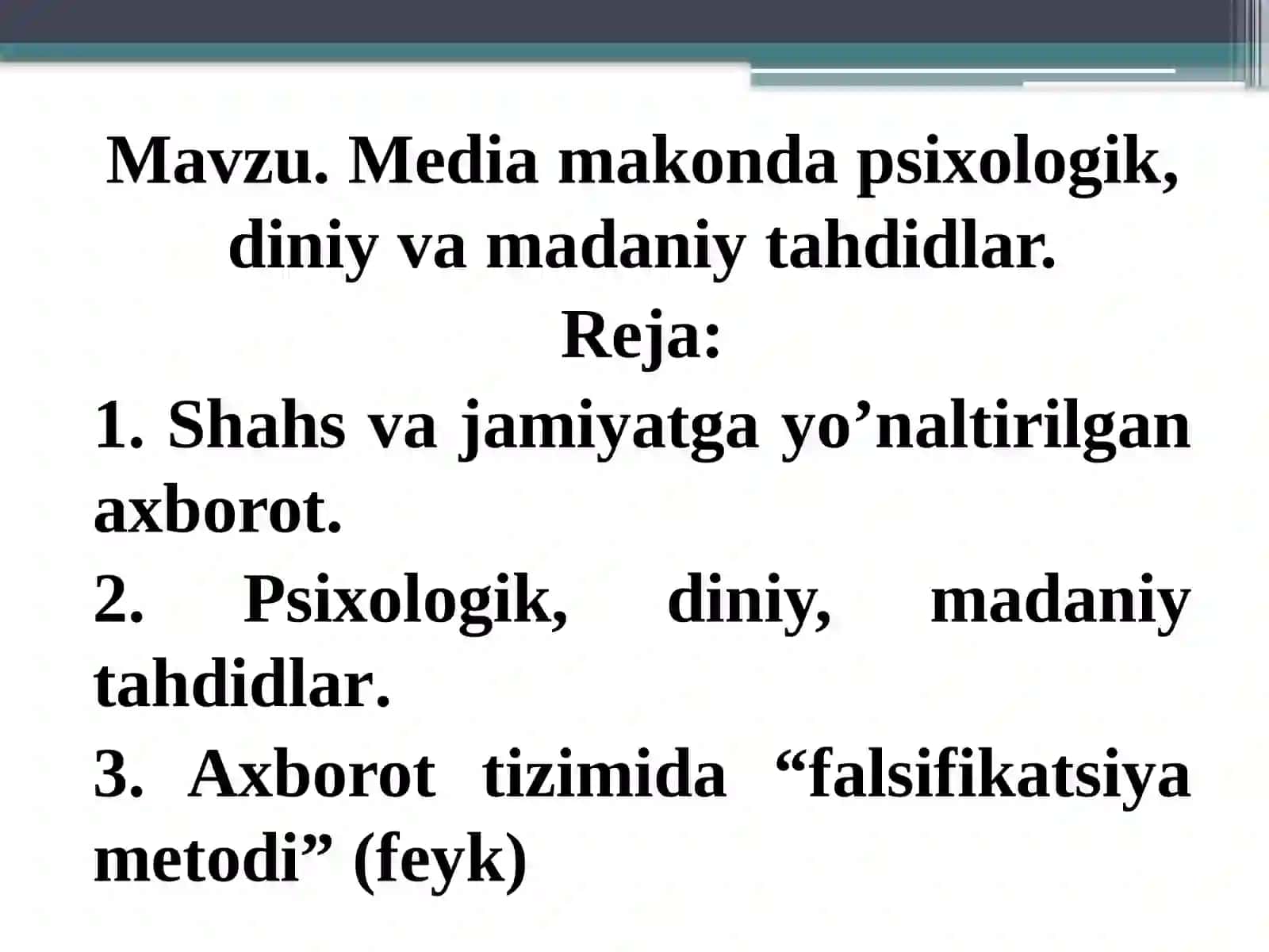 Mediamakondapsixologik,diniyvamadaniytahdidlar 3