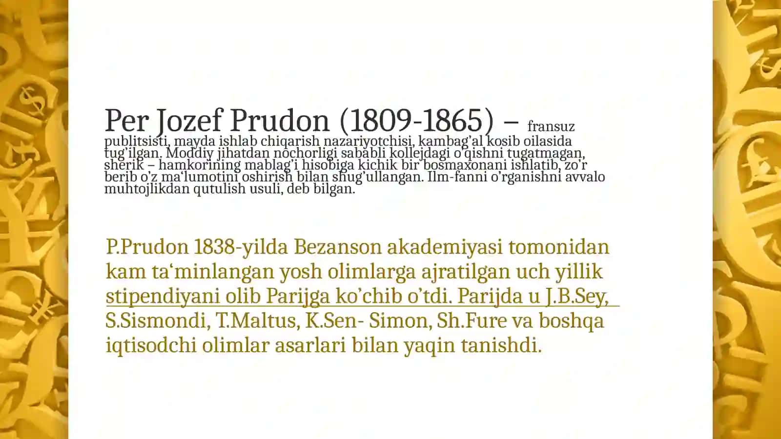 Prudonning iqtisodiy qarashlari va asarlari 3