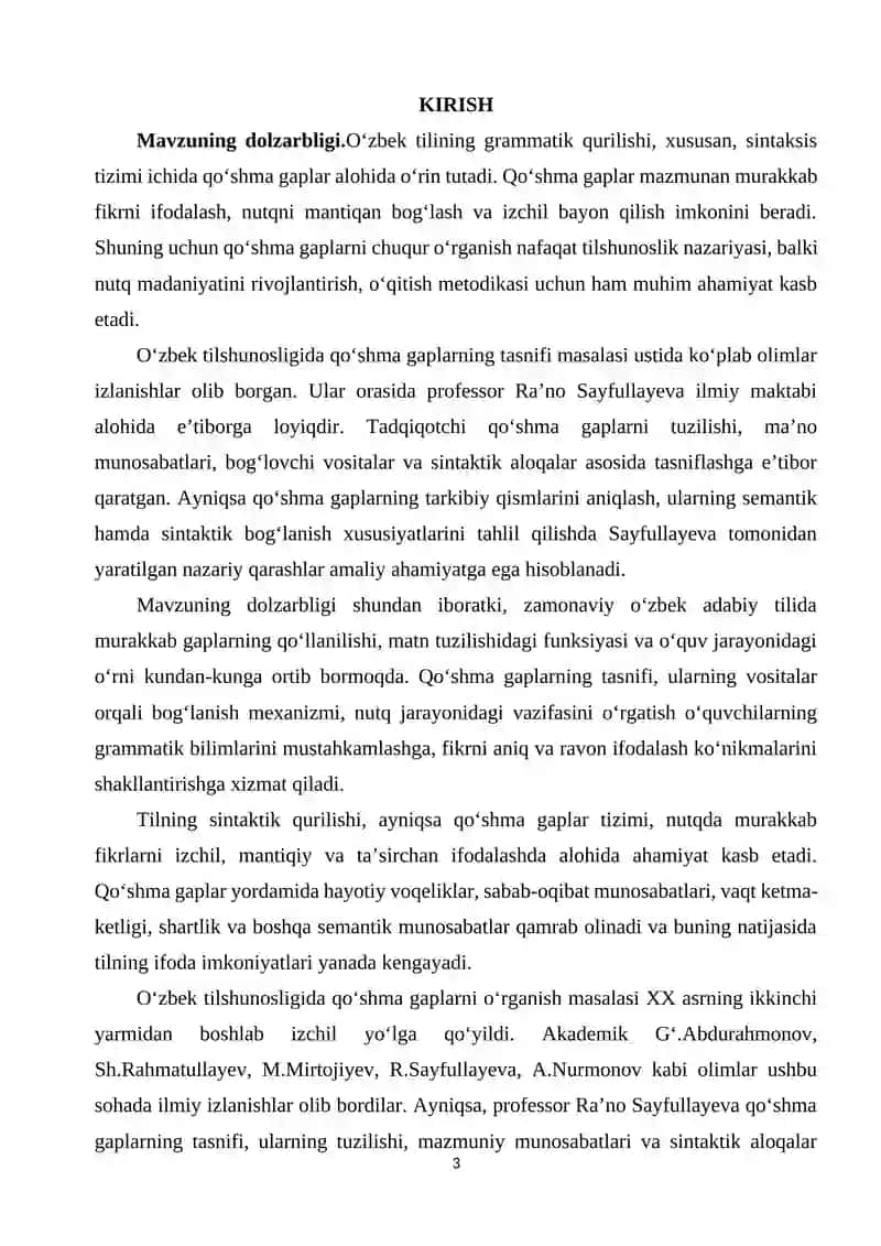 QO‘SHMA GAPLAR TASNIFI BO‘YICHA RA‘NO SAYFULLAYEVA QARASHLARI 3