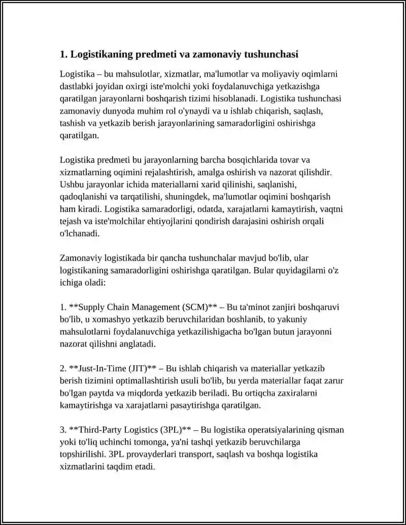 LOGISTIKASINING PREDMETI VA VAZIFALARI 3