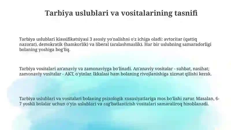 Tarbiya uslublari va vositalari 3