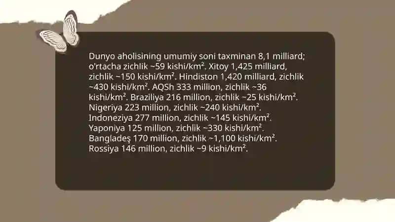 Aholisi ko'p va yirik urbanizatsiyalashgan davlatlar haqida ma'lumot 3
