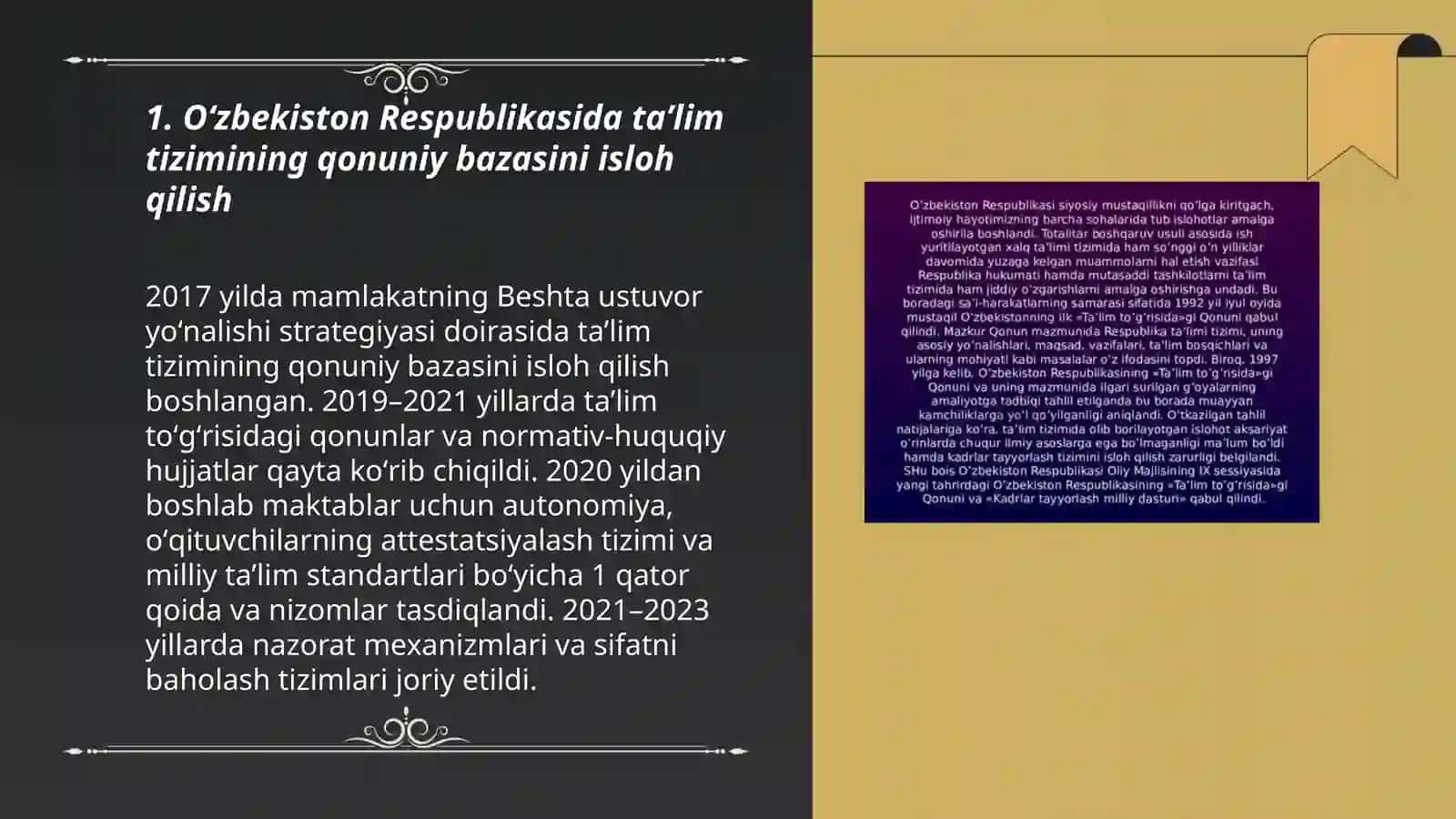 Oʻzbekiston Respublikasida taʼlim sohasida amalga oshirilgan islohotlar 3