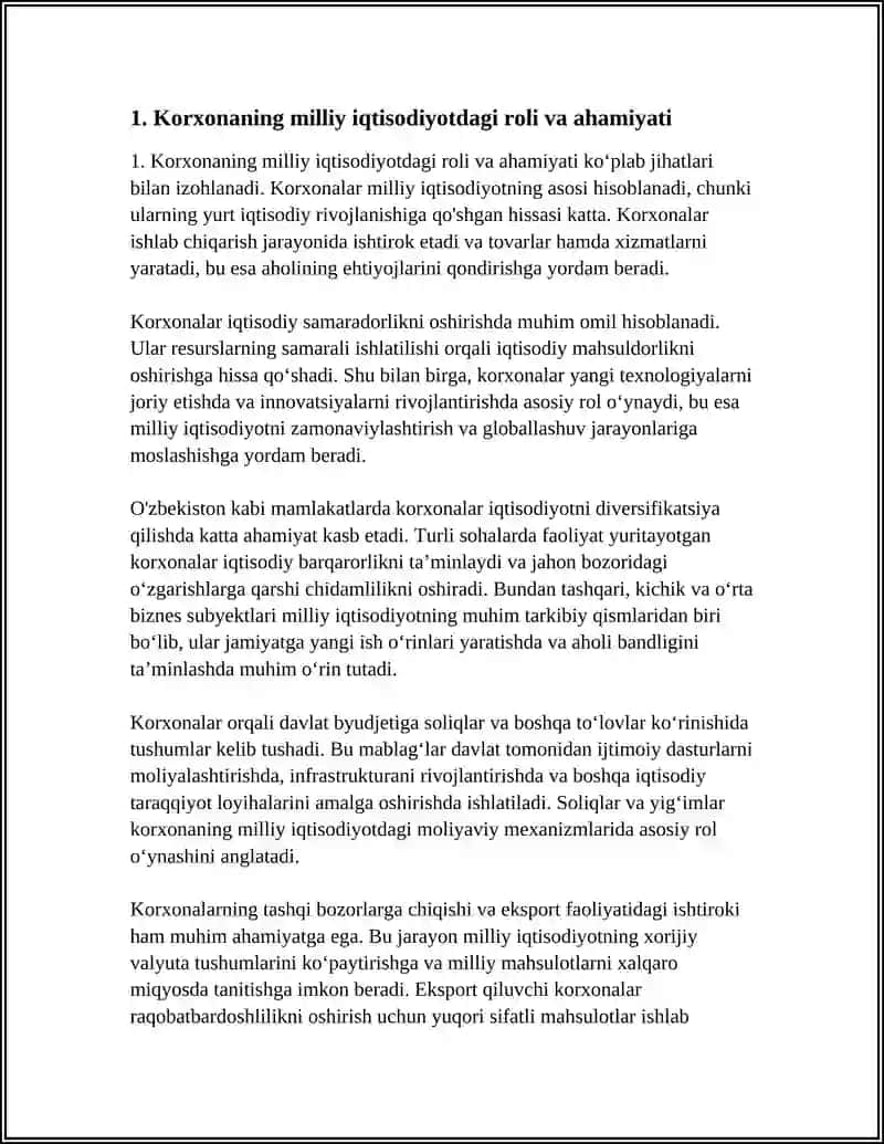 MILLIY IQTISODIYOTNI RIVOJLANISHI VA AHOLI BANDLIGINI TA'MINLASHDA KORXONANING ORNI VA RO'LI 3