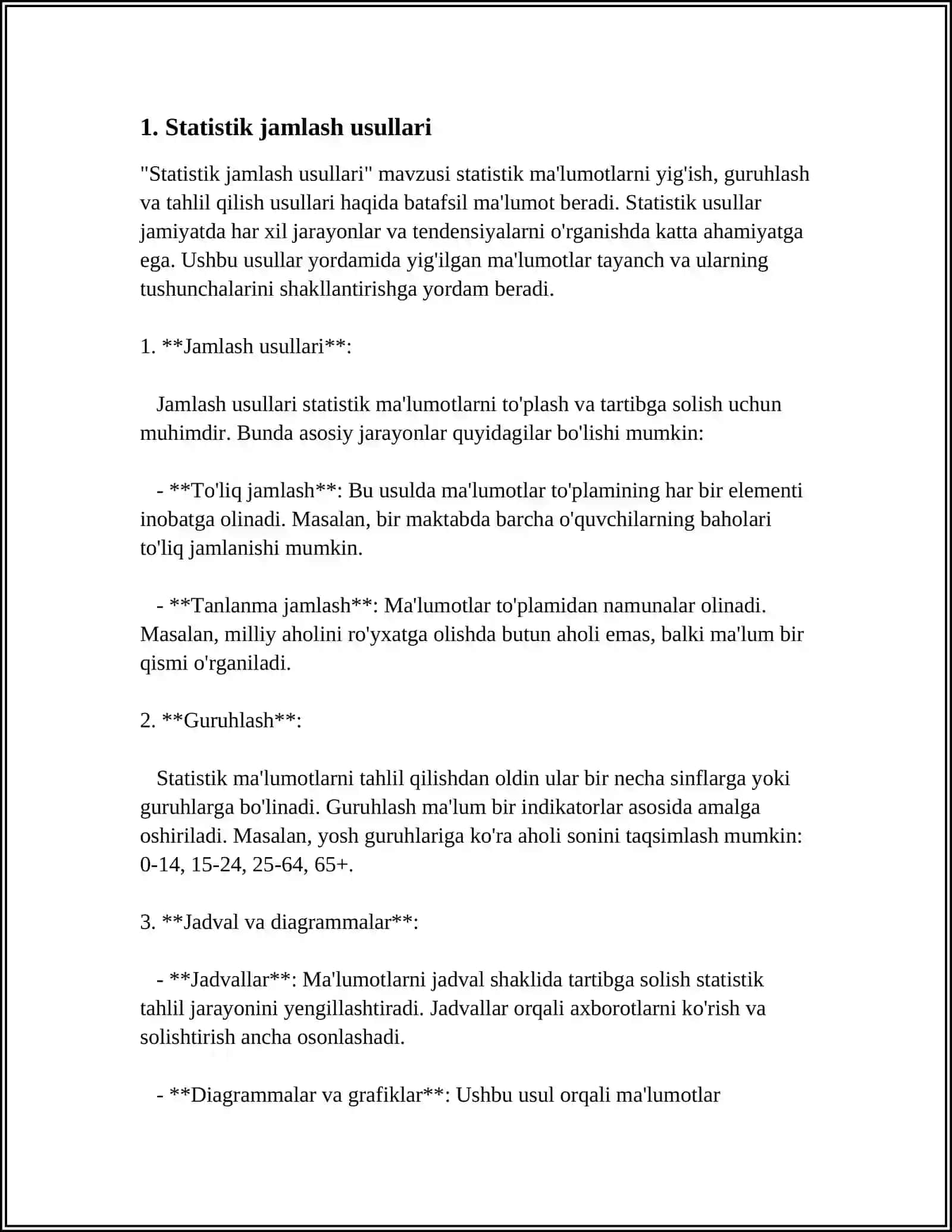 STATISTIK JAMLASH VA GURUHLASH METODI 3