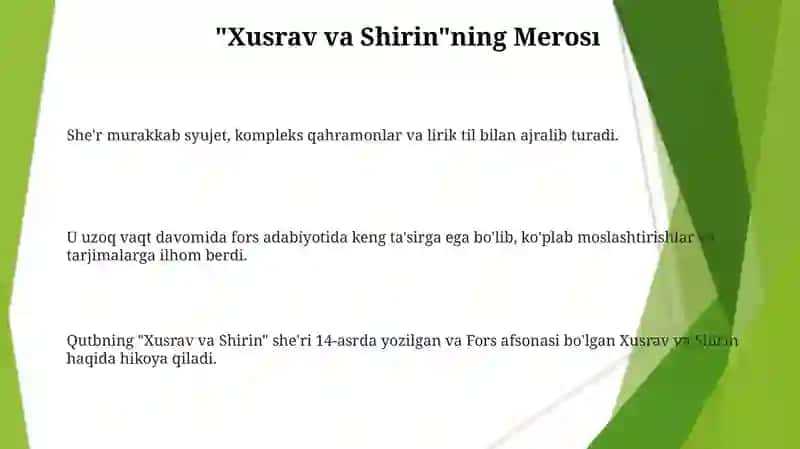 Qutbning "Xusrav va Shirin" dostoni 3