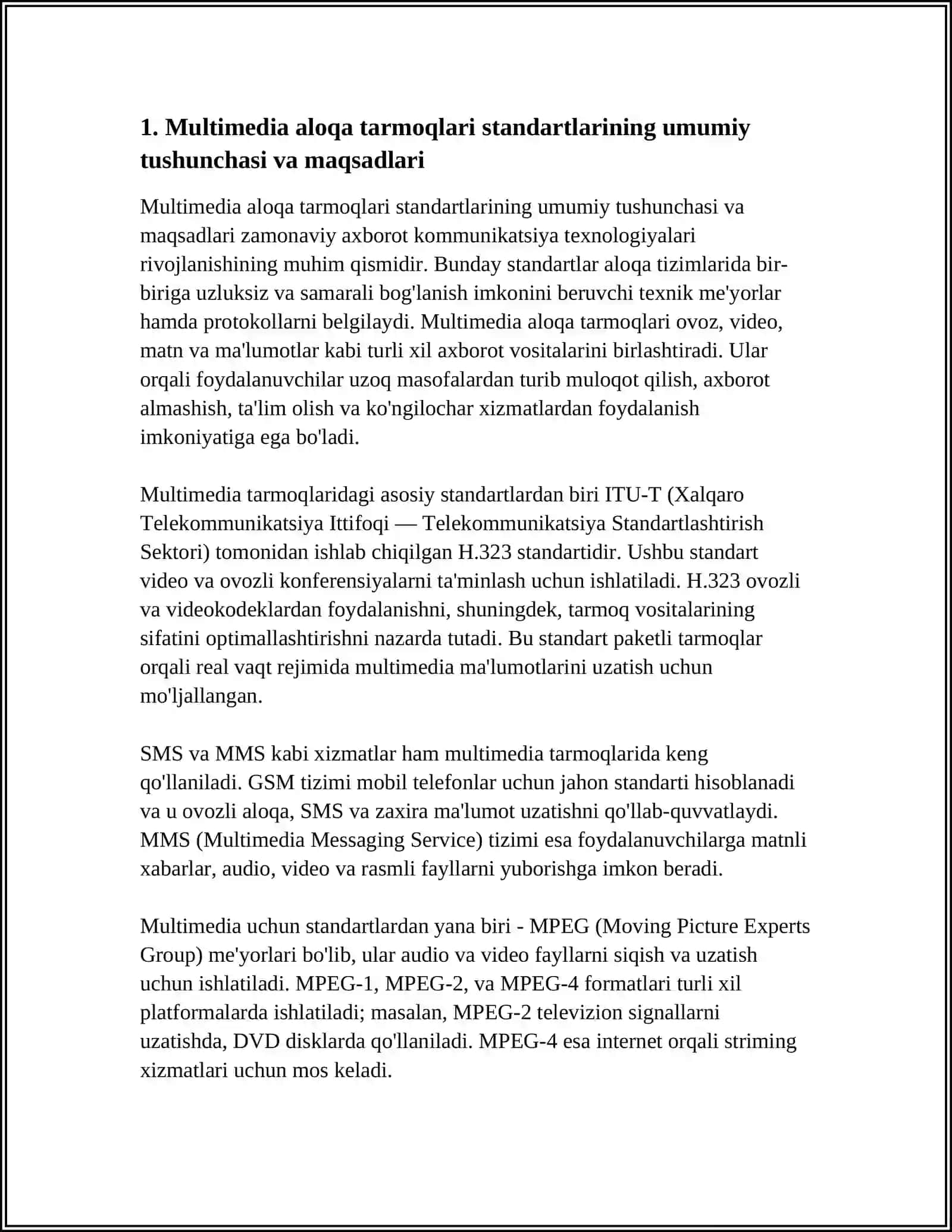 MULTIMEDIA ALOQA TARMOQLARI STANDARTLARI 3