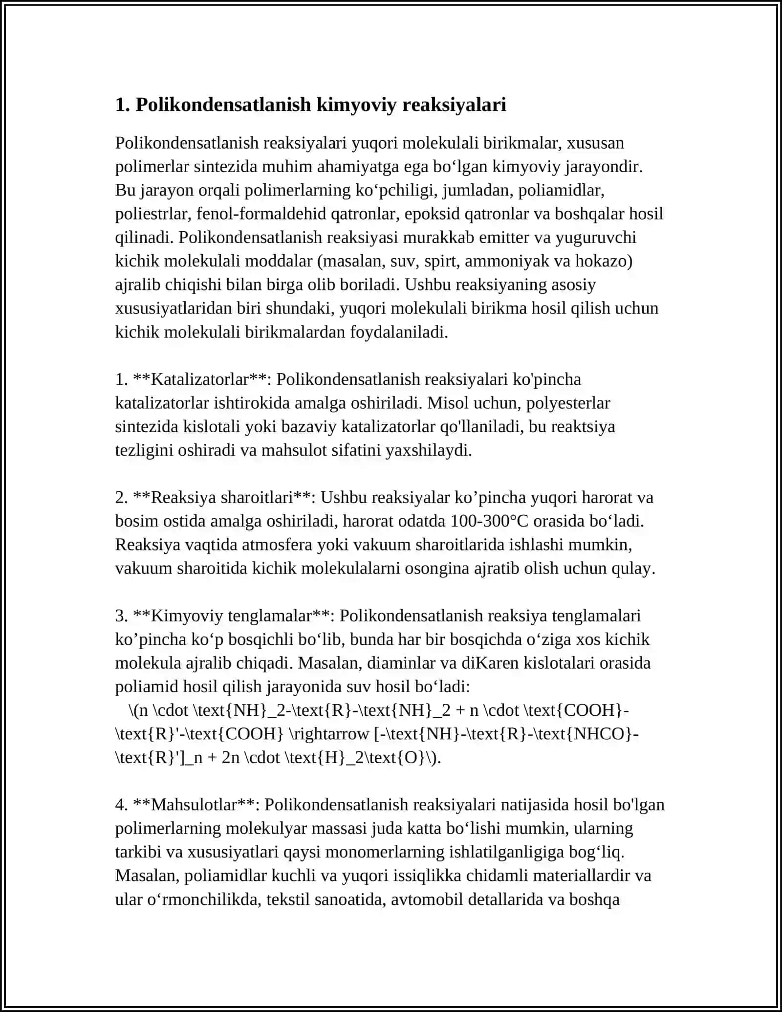 POLIKONDENSATLANISH REAKSIYALARINING ASOSIY QONUNLARI 3