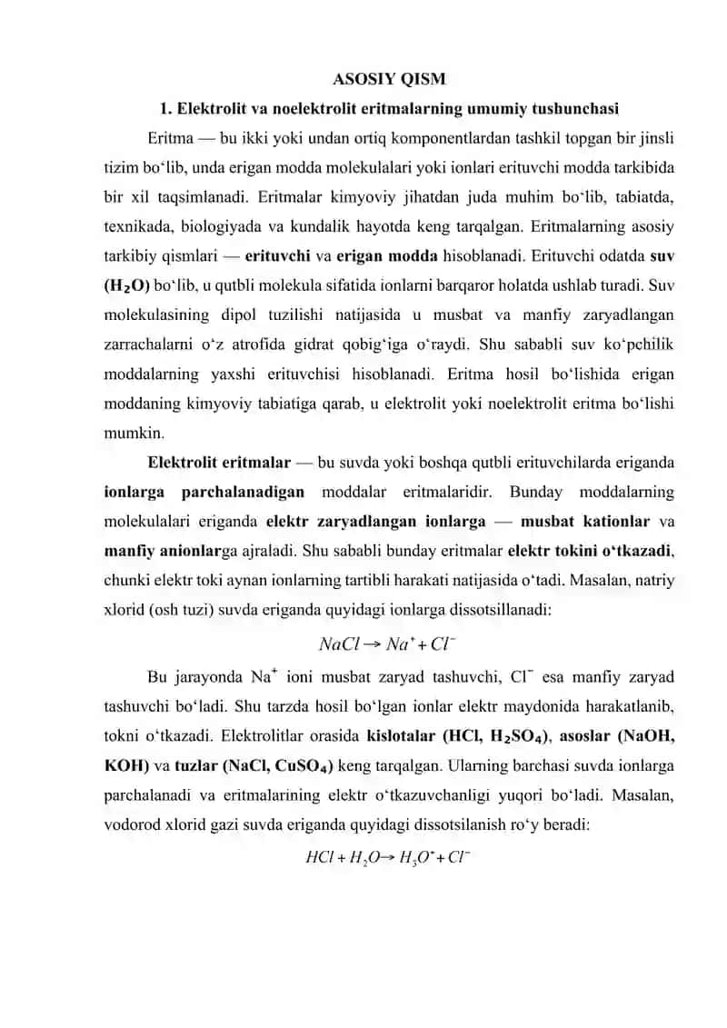 Elektrolit va noelektrolit eritmalarning xossalari 3
