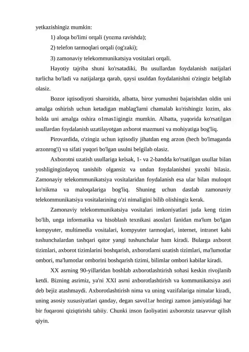 KIMYOVIY INJINERING UCHUN AXBOROT TEXNOLOGIYALARI TUSHUNCHASI VA MOHIYATI 3