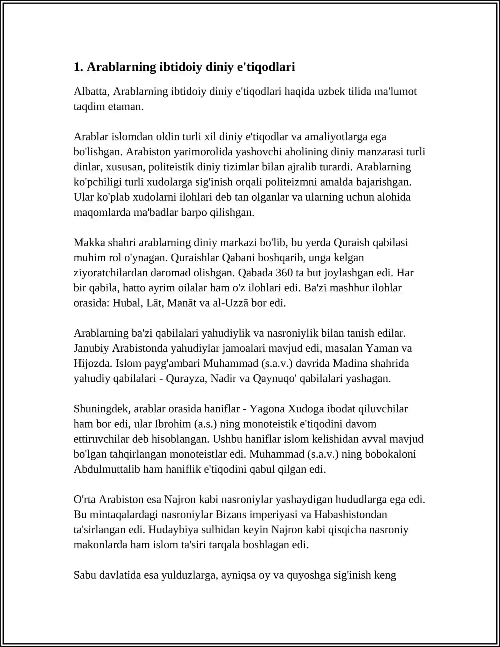 ARABLAR VA ISLOM DININING PAYDO BOʻLISHI, UNING IJTIMOIY MOXIYATI 3