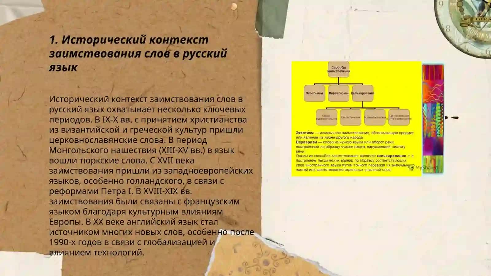 Различные пути и виды заимствований: фонетическое, грамматическое и семантическое освоение заимствованных слов 3