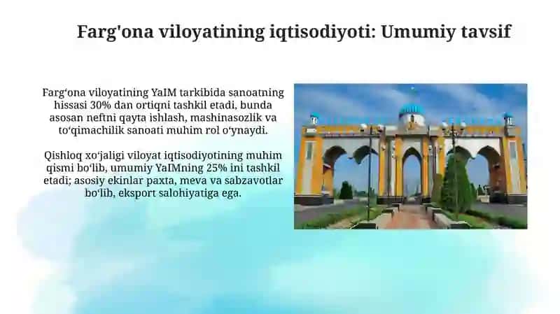 Fargʻonaa viloyati YaIM va iqtisodiy koʻrsatkichlari mahalliy byudjeti 3