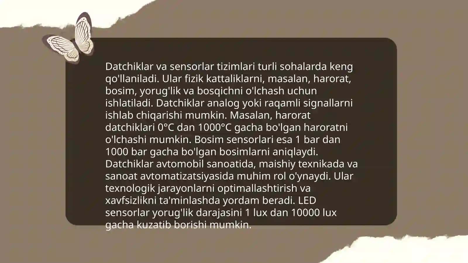 Datchiklar va sensorlar tizimlari 3