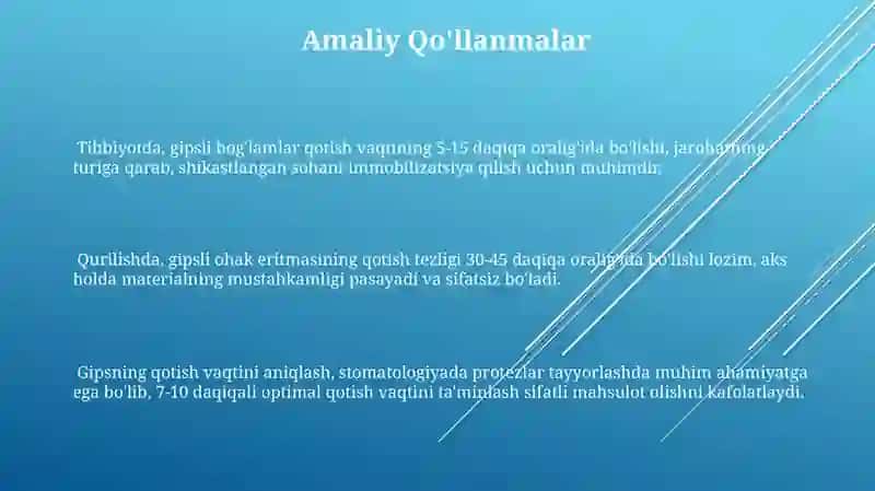 Gipsni qotish vaqtini aniqlash 3