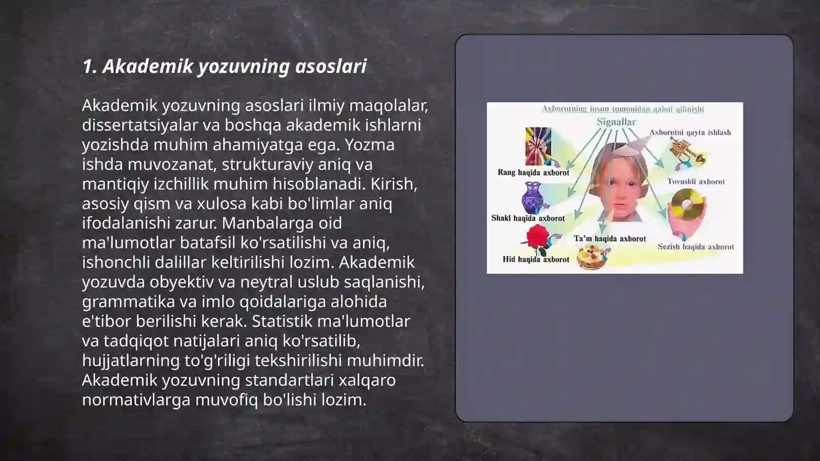 Akademik yozuv va axborot.Axborotning turlari va hususiyatlari 3