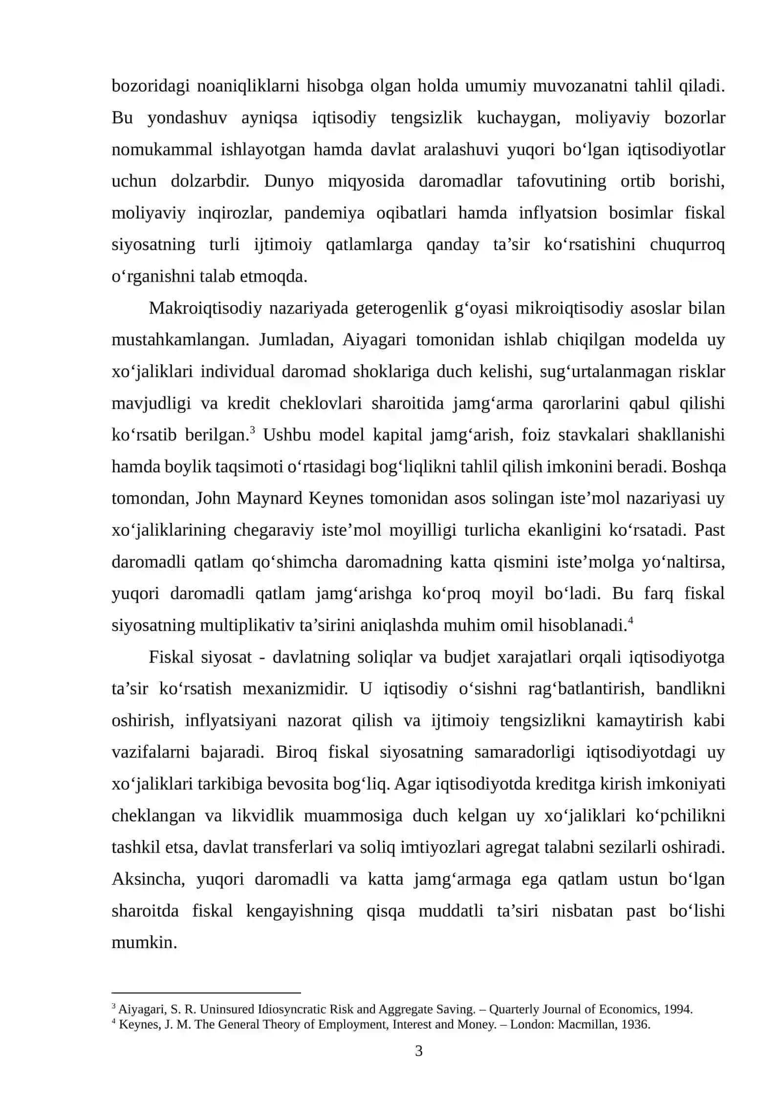 HETEROGEN UY XO‘JALIKLARI MODELLARI VA FISKAL SIYOSAT EFFEKTI 3