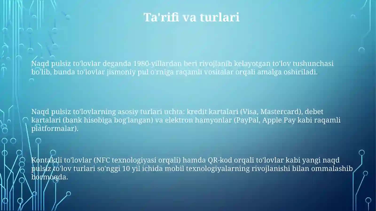 Naqd pulsiz rejm tizimining muammolari va avfzalliklari 3
