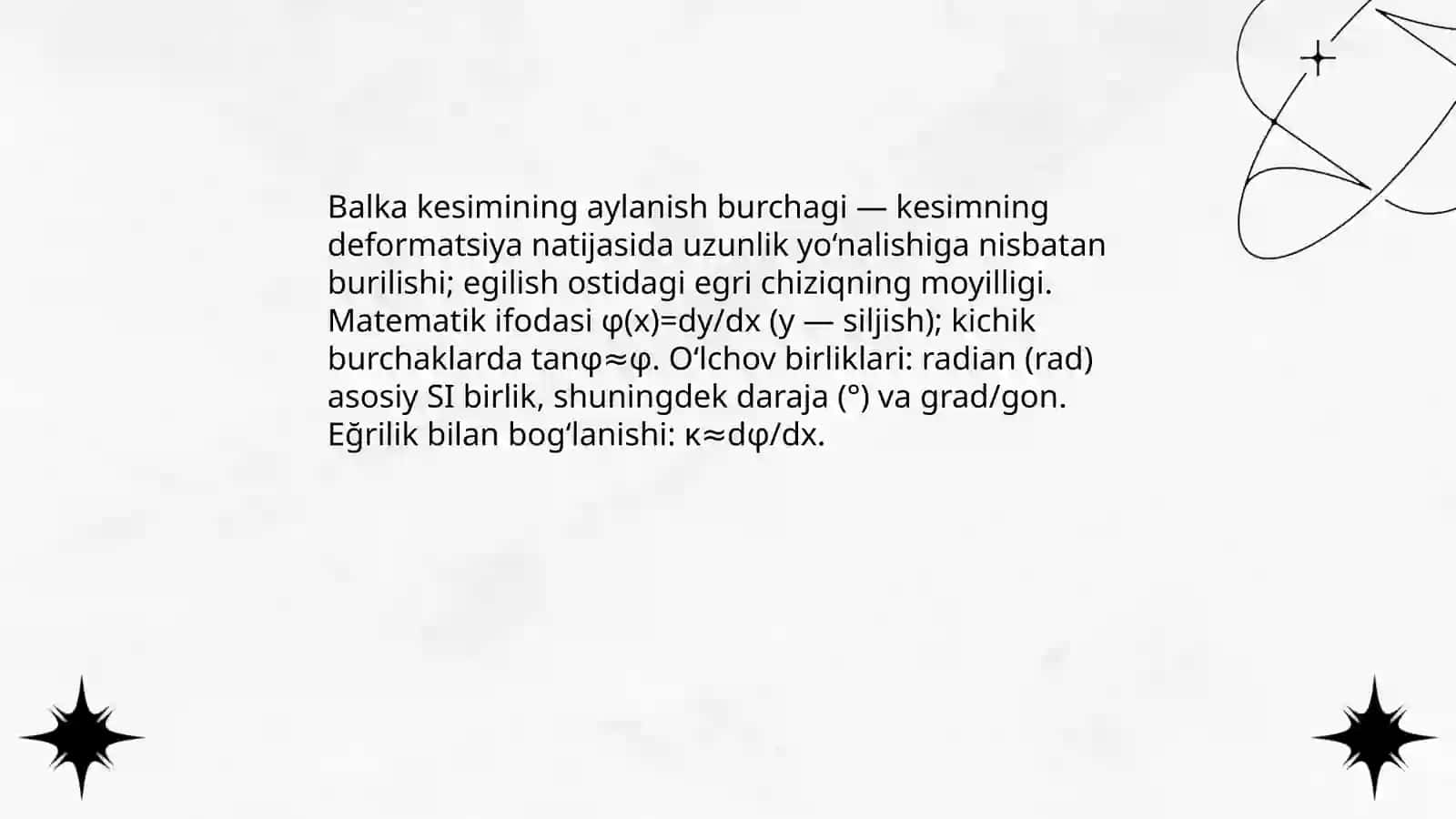 Balka kesimining aylanish burchagi 3