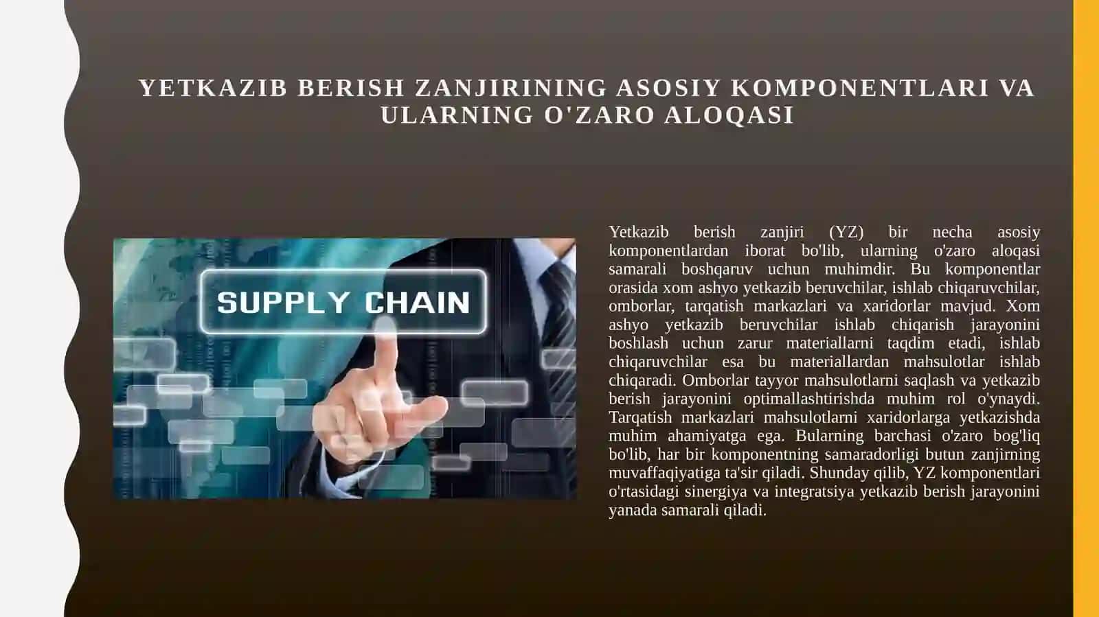 Yetkazib berish zanjiri(Supply chain)tushunchasi va boshqaruv usullari 3