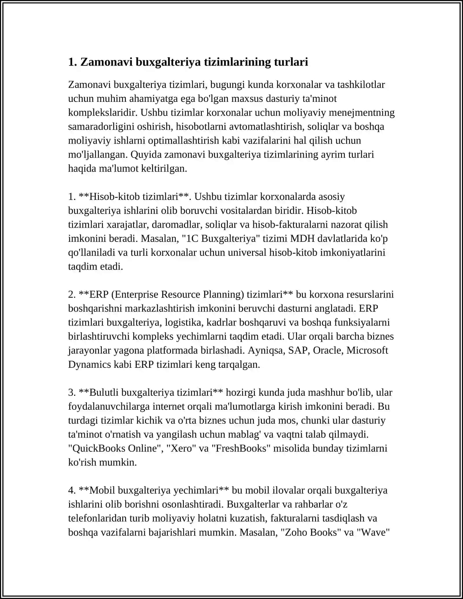 ZAMONAVIY BUXGALTER TIZIMLARI VA ULARNING ASOSIY XUSUSIYATLARI 3