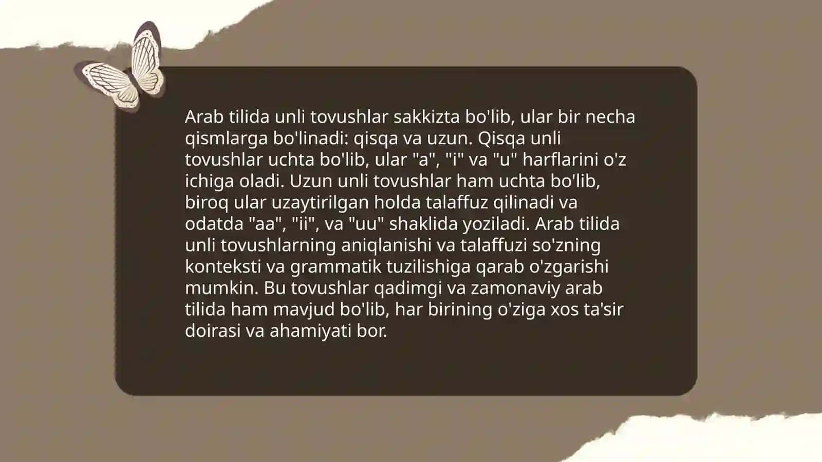 Arab tilida nutq tovushlari tasnifi 3