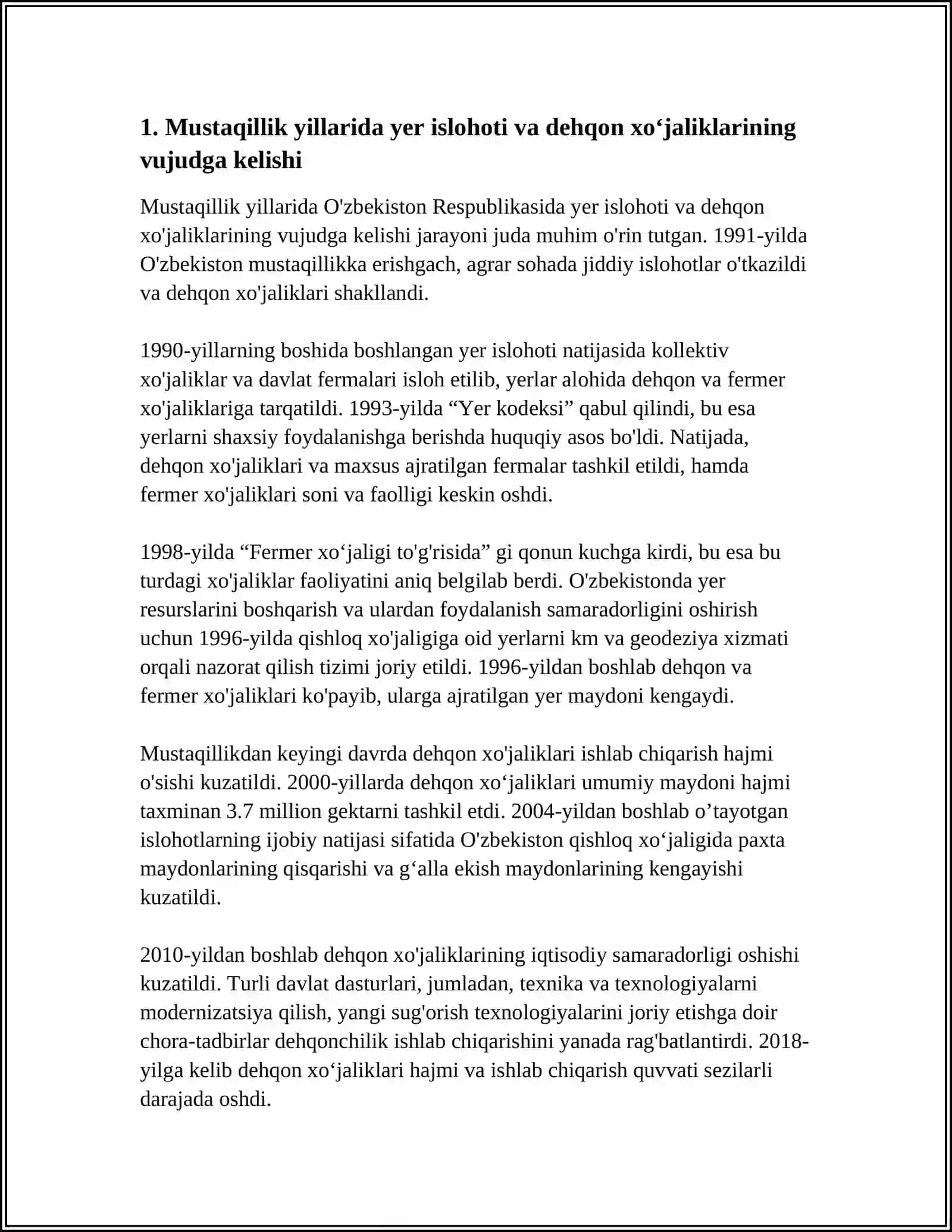 MUSTAQILLIK YILLARIDA QISHLOQ XO‘JALIGI VA SANOAT SOHASIDAGI O‘ZGARISHLAR 3