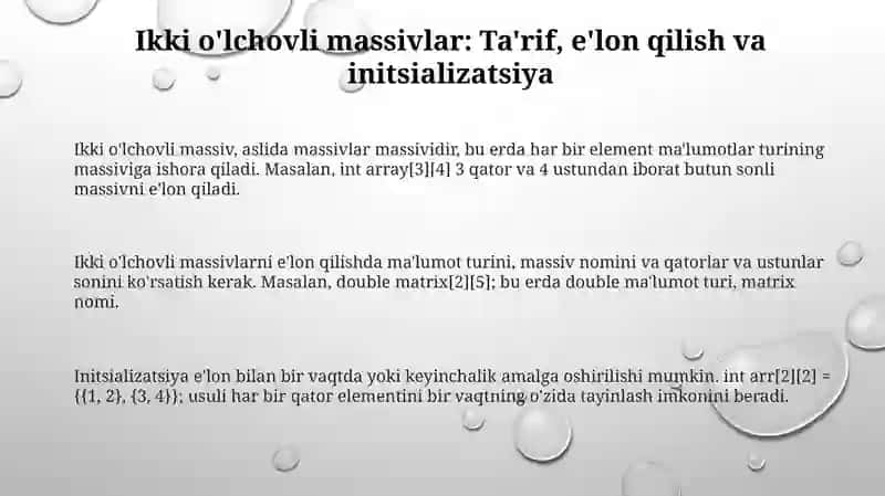 Ikki o'lchovli massivlar 3